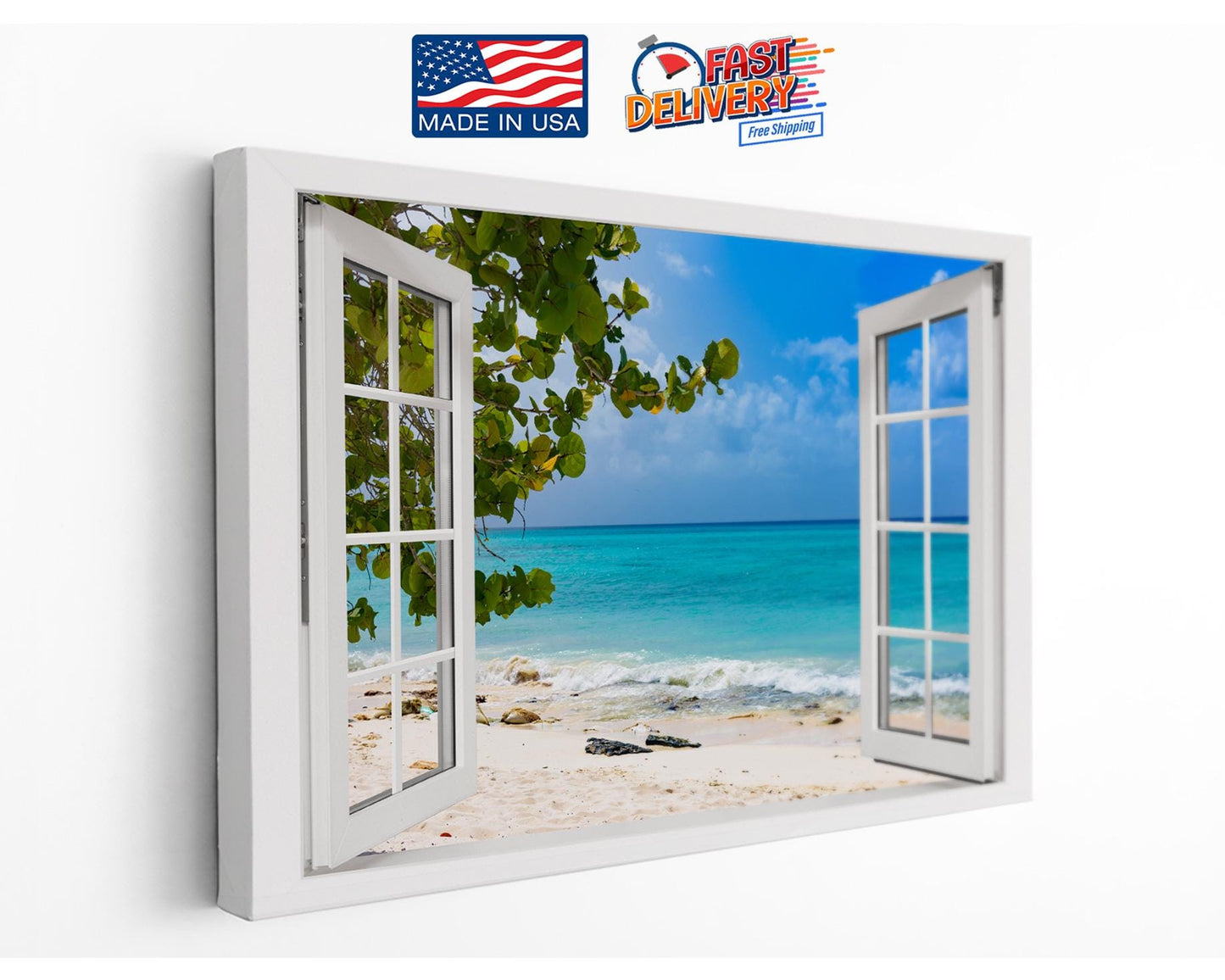 Ocean View Canvas Print - Ready to Hang Coastal Beach Wall Art on Wood Frame