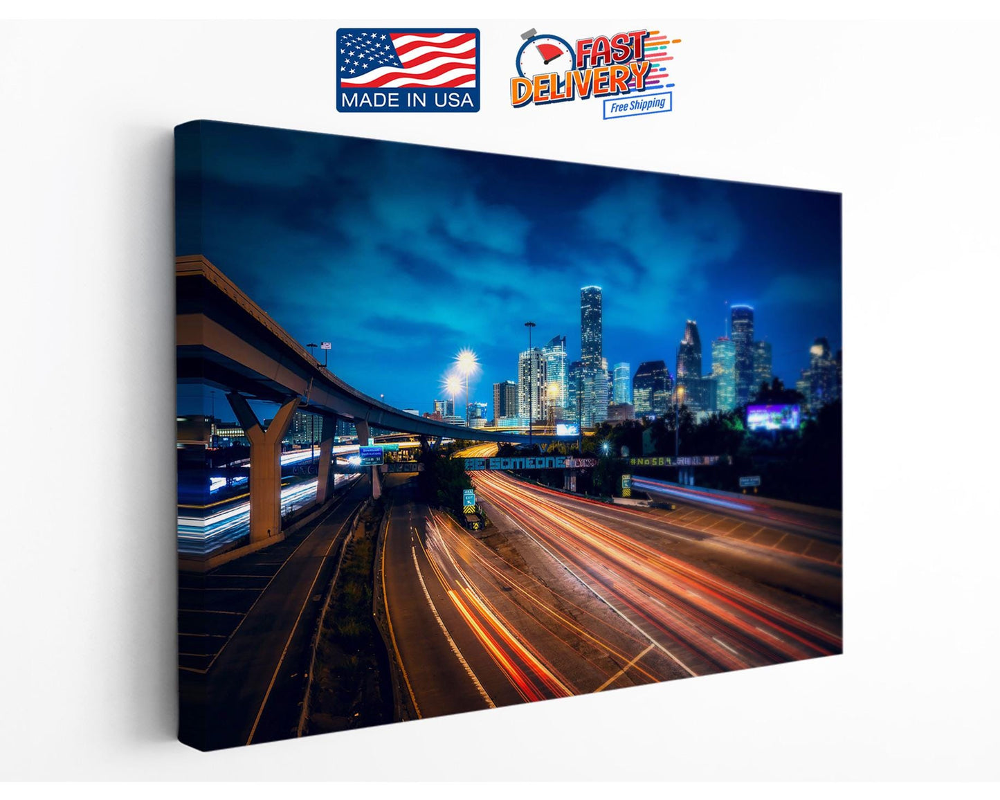 Houston Cityscape Canvas – Motivational Wall Art | Texas City Wall Decor Print