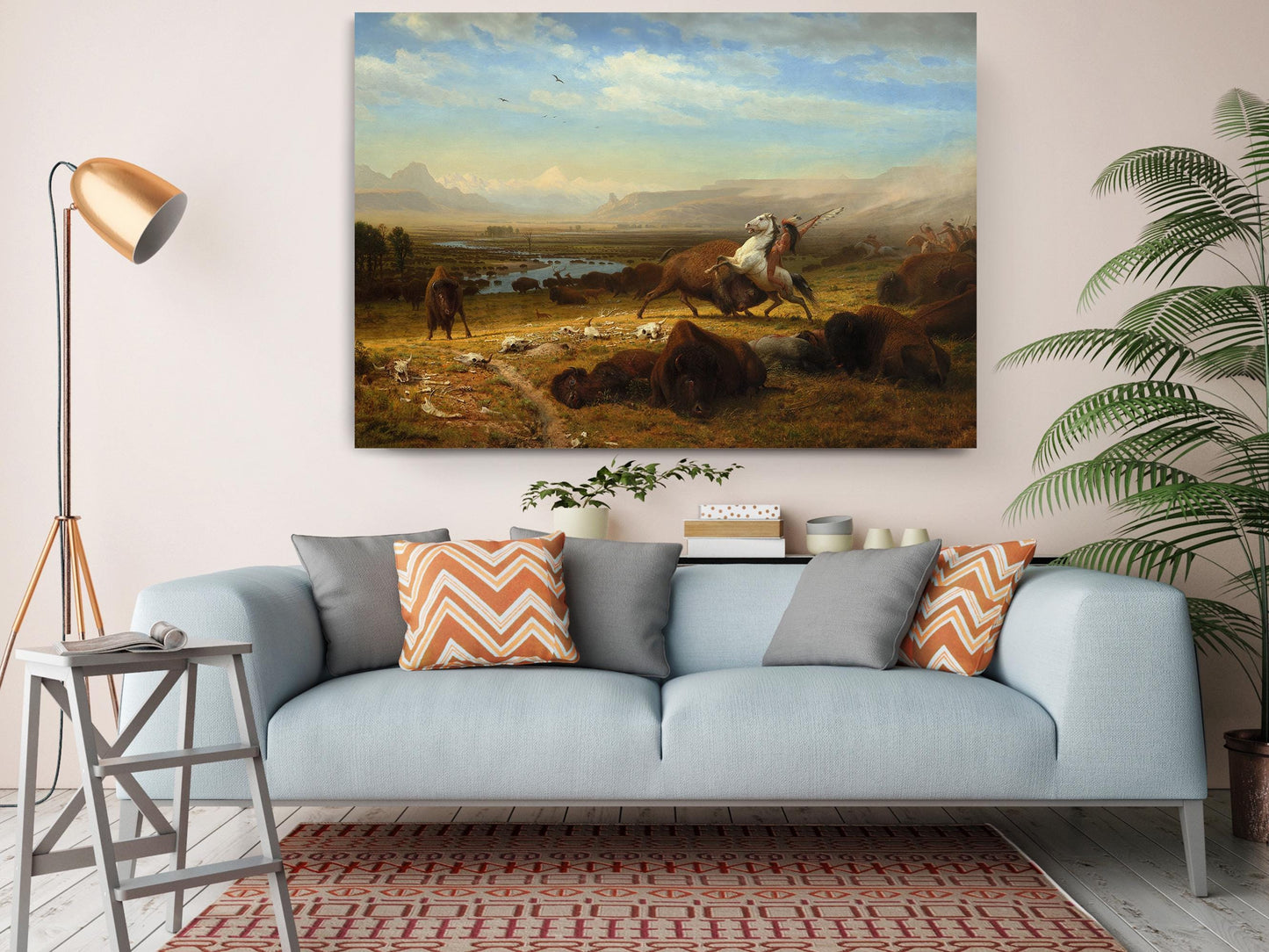 Buffalo Hunt Canvas | Native American Print - Western Wall Art, Ready to Hang