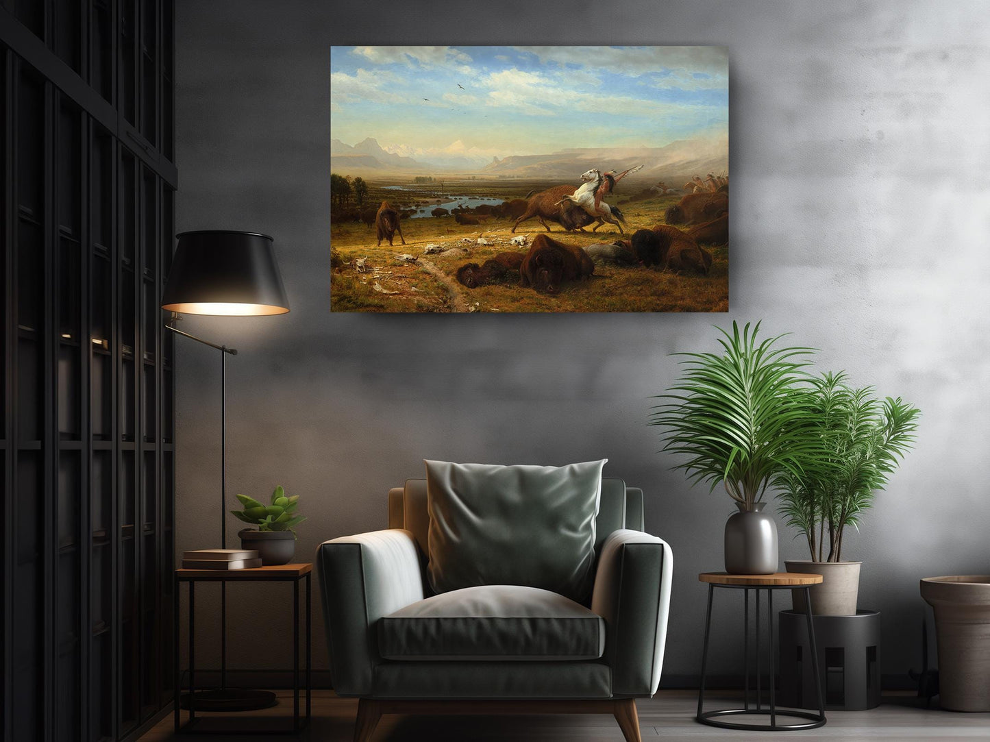 Buffalo Hunt Canvas | Native American Print - Western Wall Art, Ready to Hang