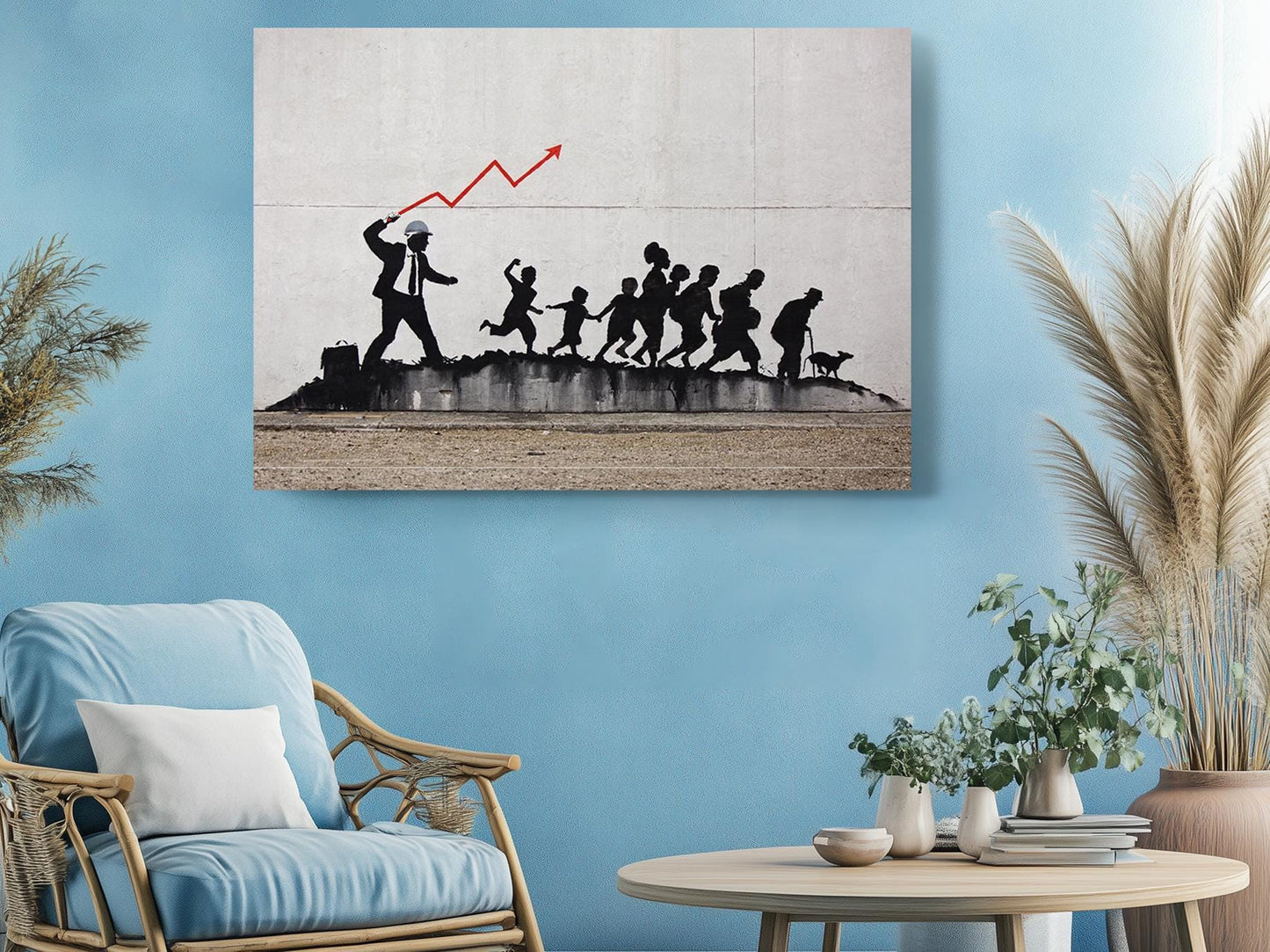 Banksy Refugee Canvas – Urban Street Art Wall Décor | Ready to Hang or Rolled