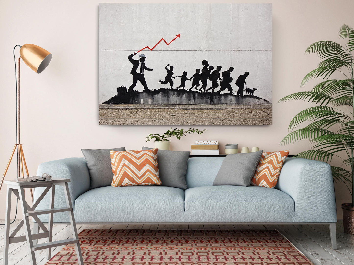 Banksy Refugee Canvas – Urban Street Art Wall Décor | Ready to Hang or Rolled