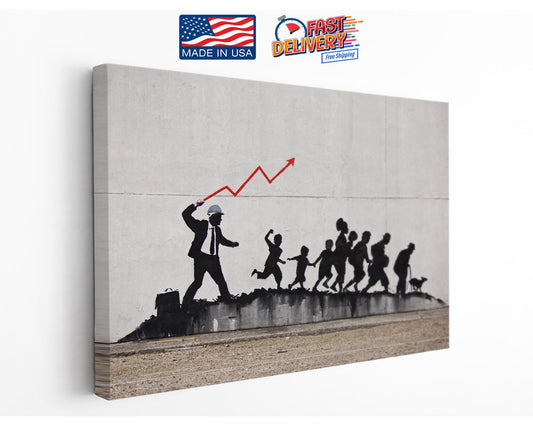 Banksy Refugee Canvas – Urban Street Art Wall Décor | Ready to Hang or Rolled