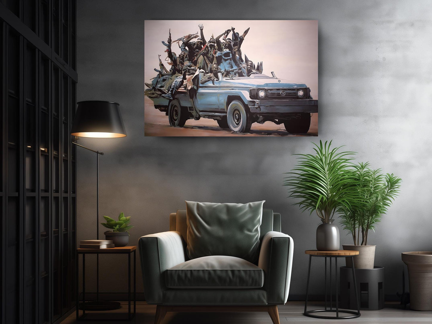 Banksy Canvas Print - Blue Truck Urban Street Art | Museum Quality Canvas Wall Decor