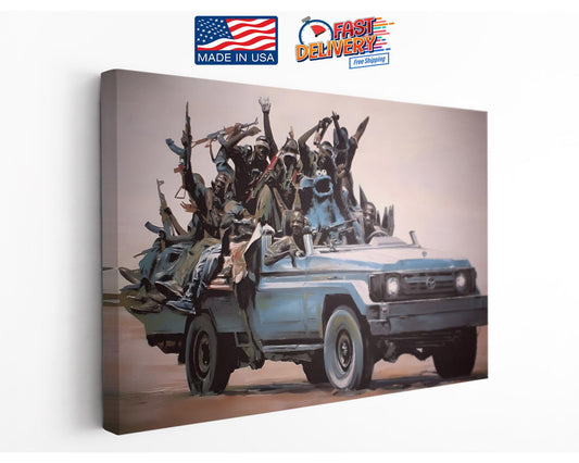 Banksy Canvas Print - Blue Truck Urban Street Art | Museum Quality Canvas Wall Decor