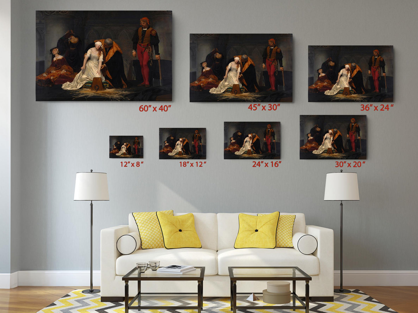 Lady Jane Grey Painting - Classic Execution Scene | Vintage Wall Art Canvas Print