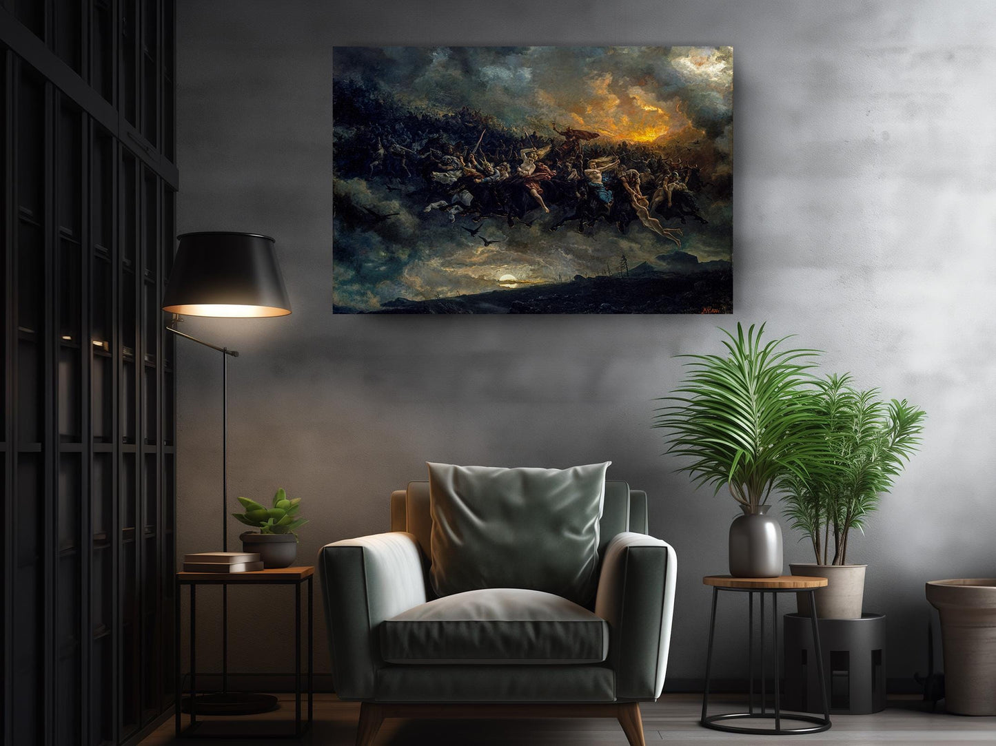Norse Valkyries Canvas Art – Mythological Wall Art With Twilight Sky Artwork