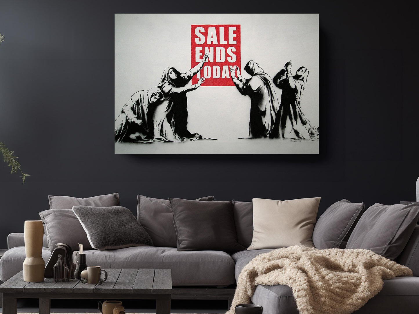 Banksy Canvas Print - Black White Red Art | Modern Wall Decor, Ready to Hang