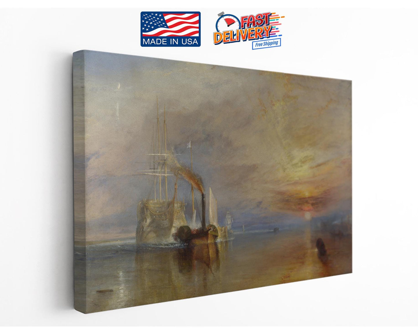 Fighting Temeraire Canvas – Sunset Ocean Sea Art | Museum Quality Print