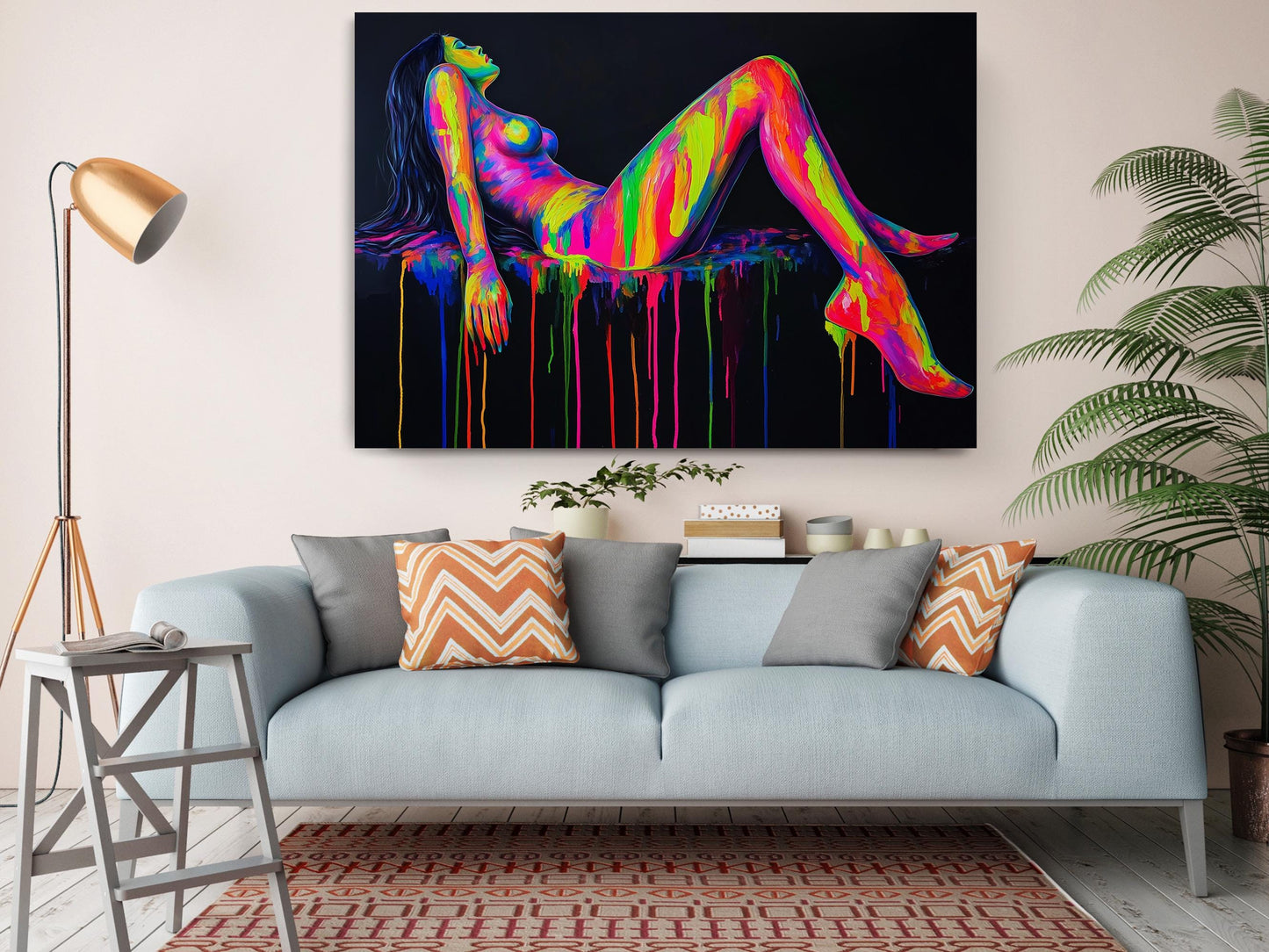 Neon Canvas Print - Abstract Woman Art | Modern Colorful Wall Decor
