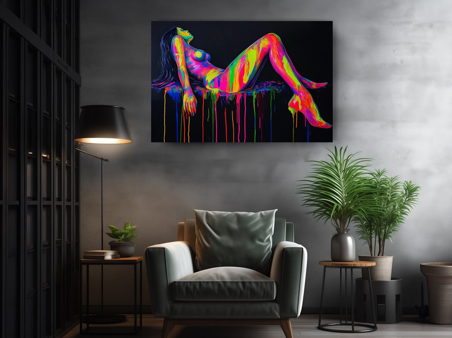 Neon Canvas Print - Abstract Woman Art | Modern Colorful Wall Decor