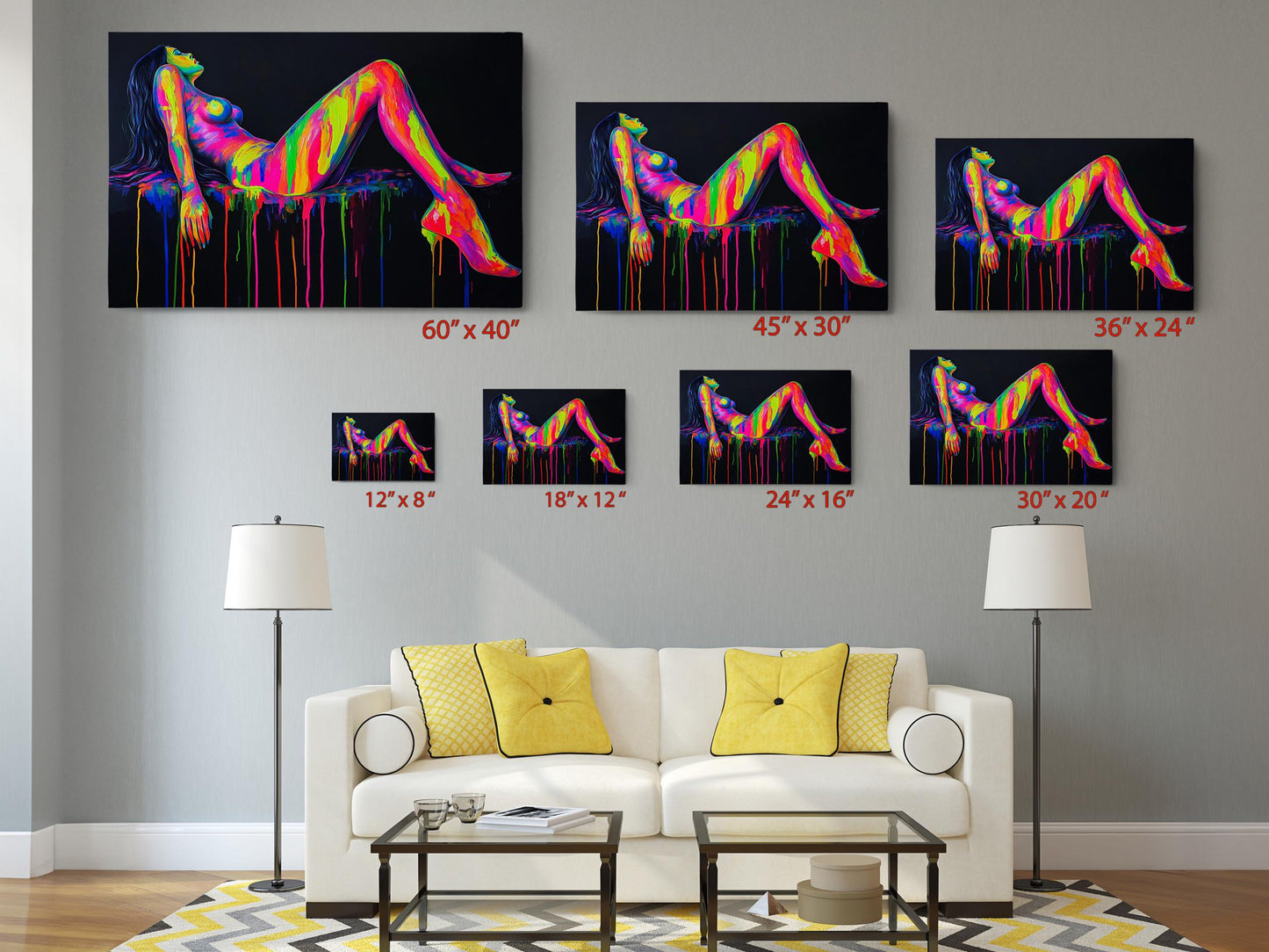Neon Canvas Print - Abstract Woman Art | Modern Colorful Wall Decor