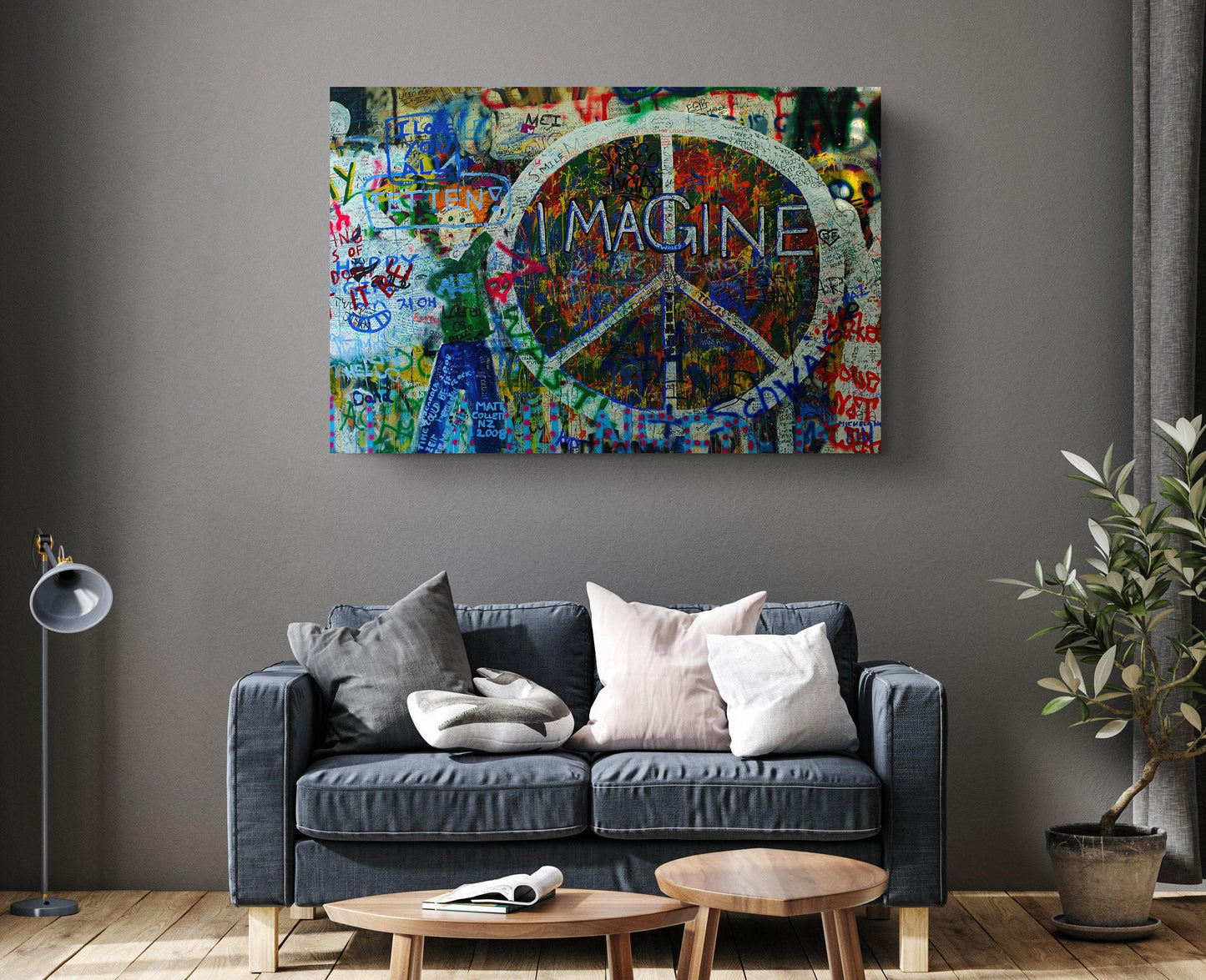 Peace Sign Canvas Art - Handcrafted Boho Chic Wall Decor | Ready to Hang Canvas