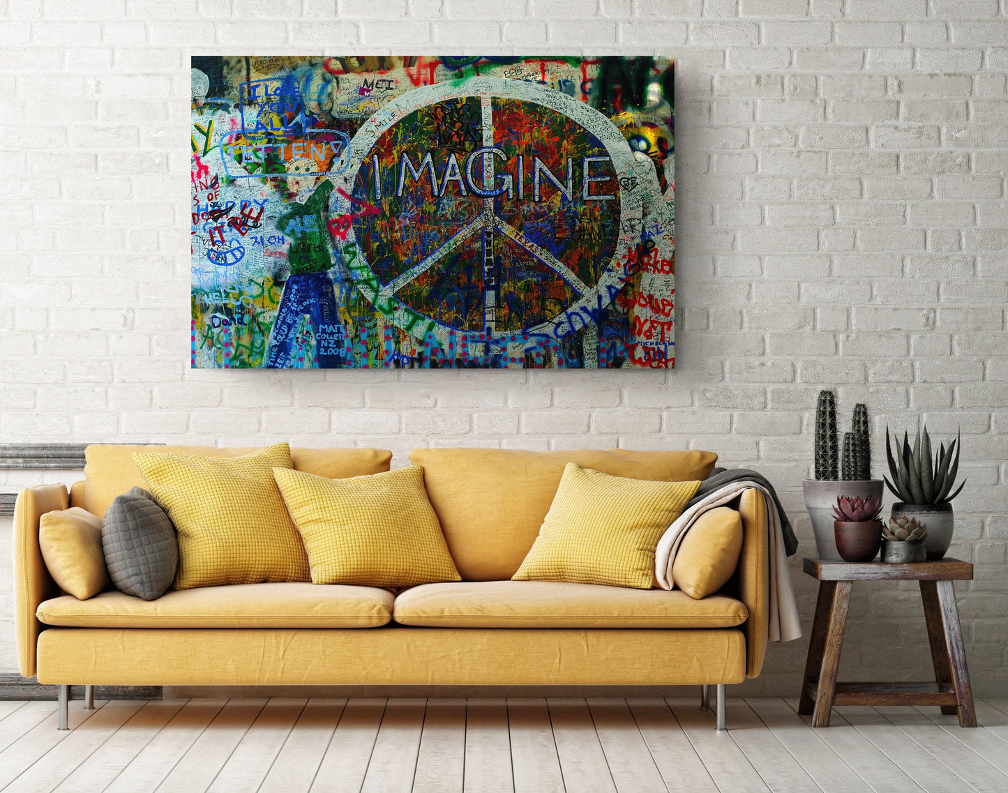 Peace Sign Canvas Art - Handcrafted Boho Chic Wall Decor | Ready to Hang Canvas