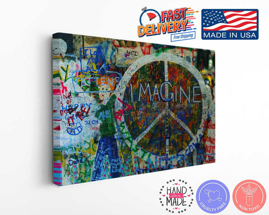 Peace Sign Canvas Art - Handcrafted Boho Chic Wall Decor | Ready to Hang Canvas