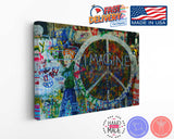 Peace Sign Canvas Art - Handcrafted Boho Chic Wall Decor | Ready to Hang Canvas
