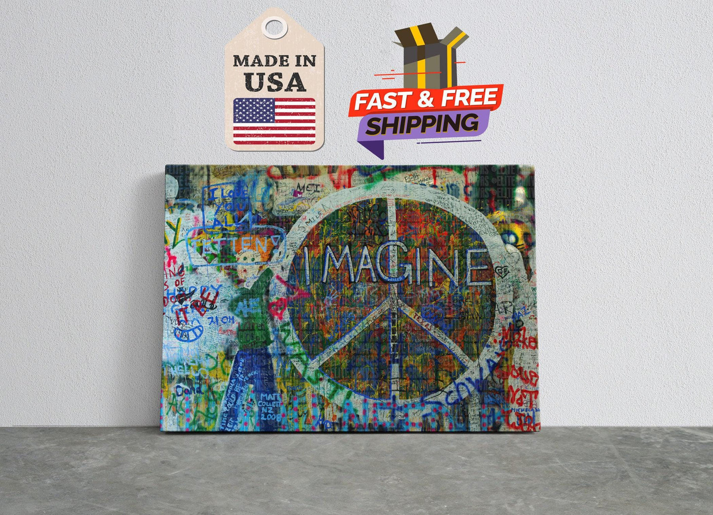 Peace Sign Canvas Art - Handcrafted Boho Chic Wall Decor | Ready to Hang Canvas