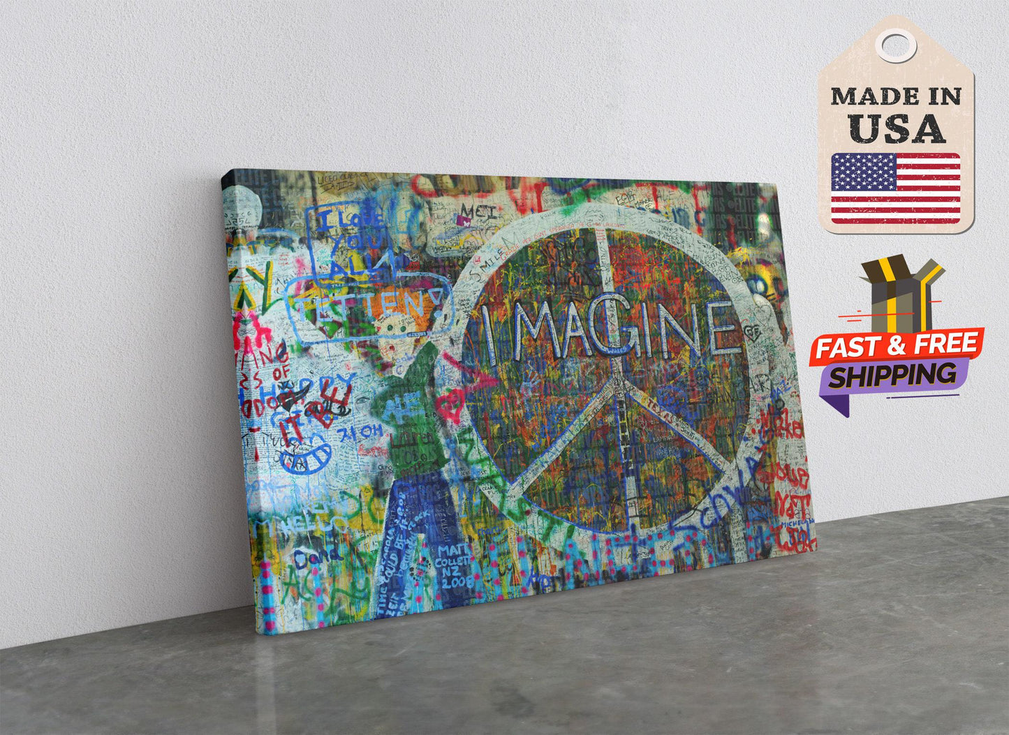 Peace Sign Canvas Art - Handcrafted Boho Chic Wall Decor | Ready to Hang Canvas