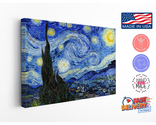 Starry Night Canvas Print – Van Gogh Classic Art Reproduction on Museum Quality Canvas