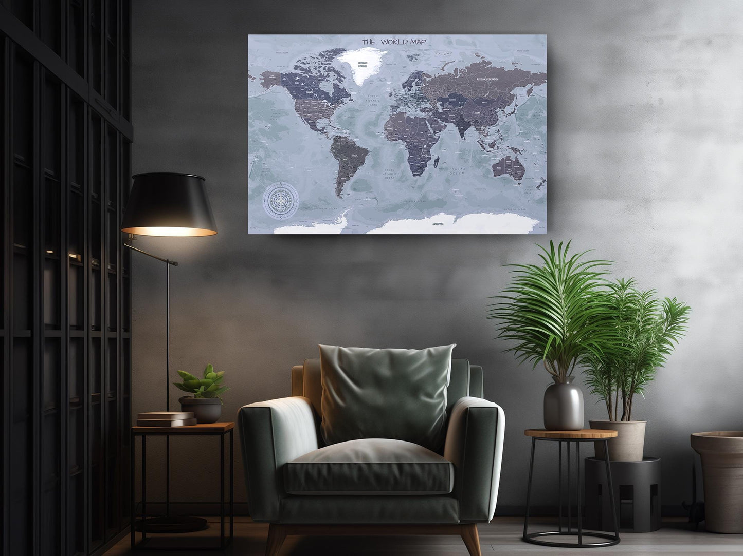 Vintage World Map Print – Museum Quality Canvas Wall Art | Classic Compass Art
