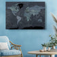 Modern World Map Canvas | Dark Themed Wall Art - Rolled or Ready to Hang