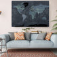 Modern World Map Canvas | Dark Themed Wall Art - Rolled or Ready to Hang