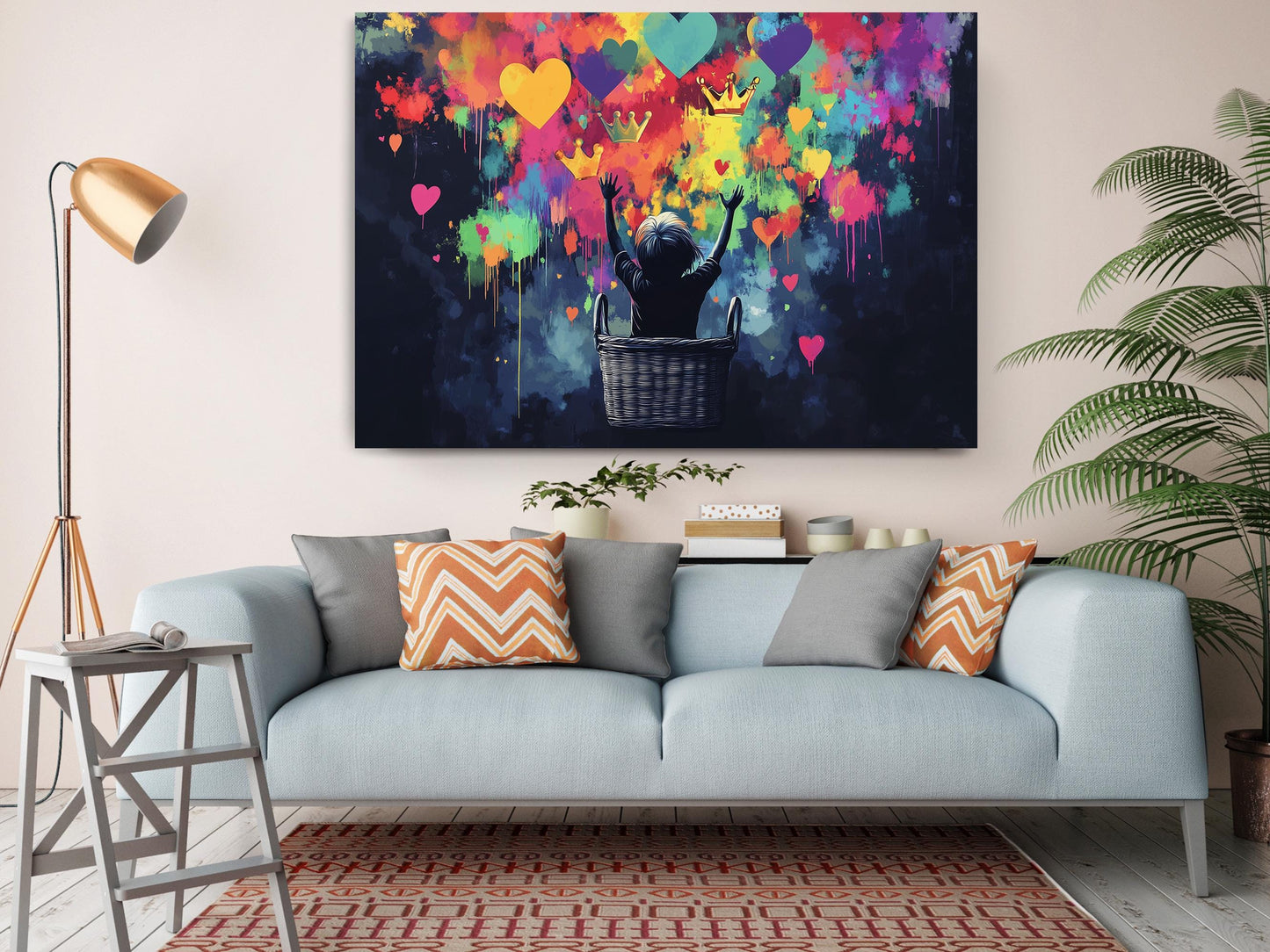 Graffiti Hearts Canvas Print – Colorful Nursery Art | Ready to Hang Wall Art