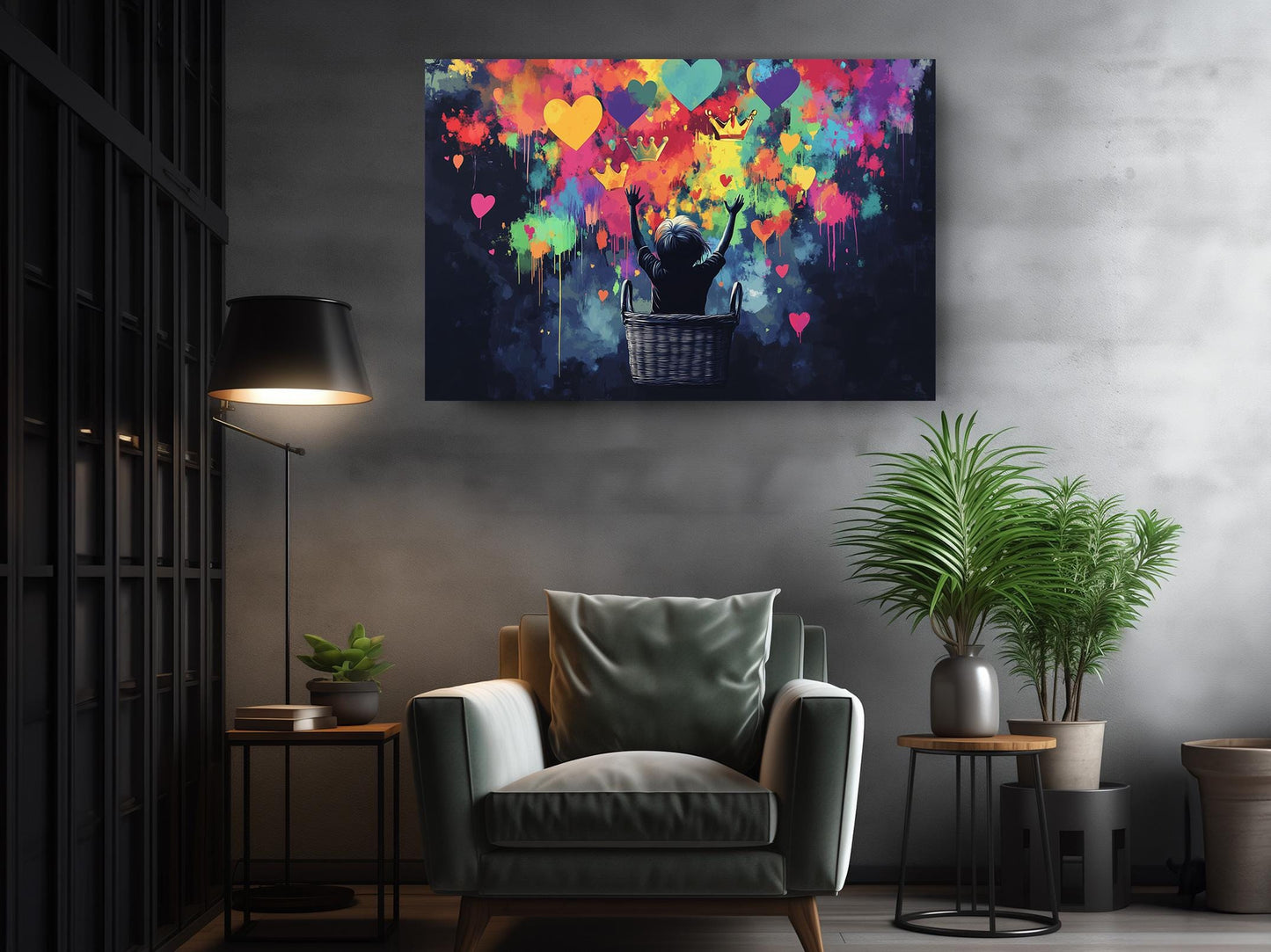 Graffiti Hearts Canvas Print – Colorful Nursery Art | Ready to Hang Wall Art
