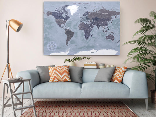 Vintage World Map Print – Museum Quality Canvas Wall Art | Classic Compass Art