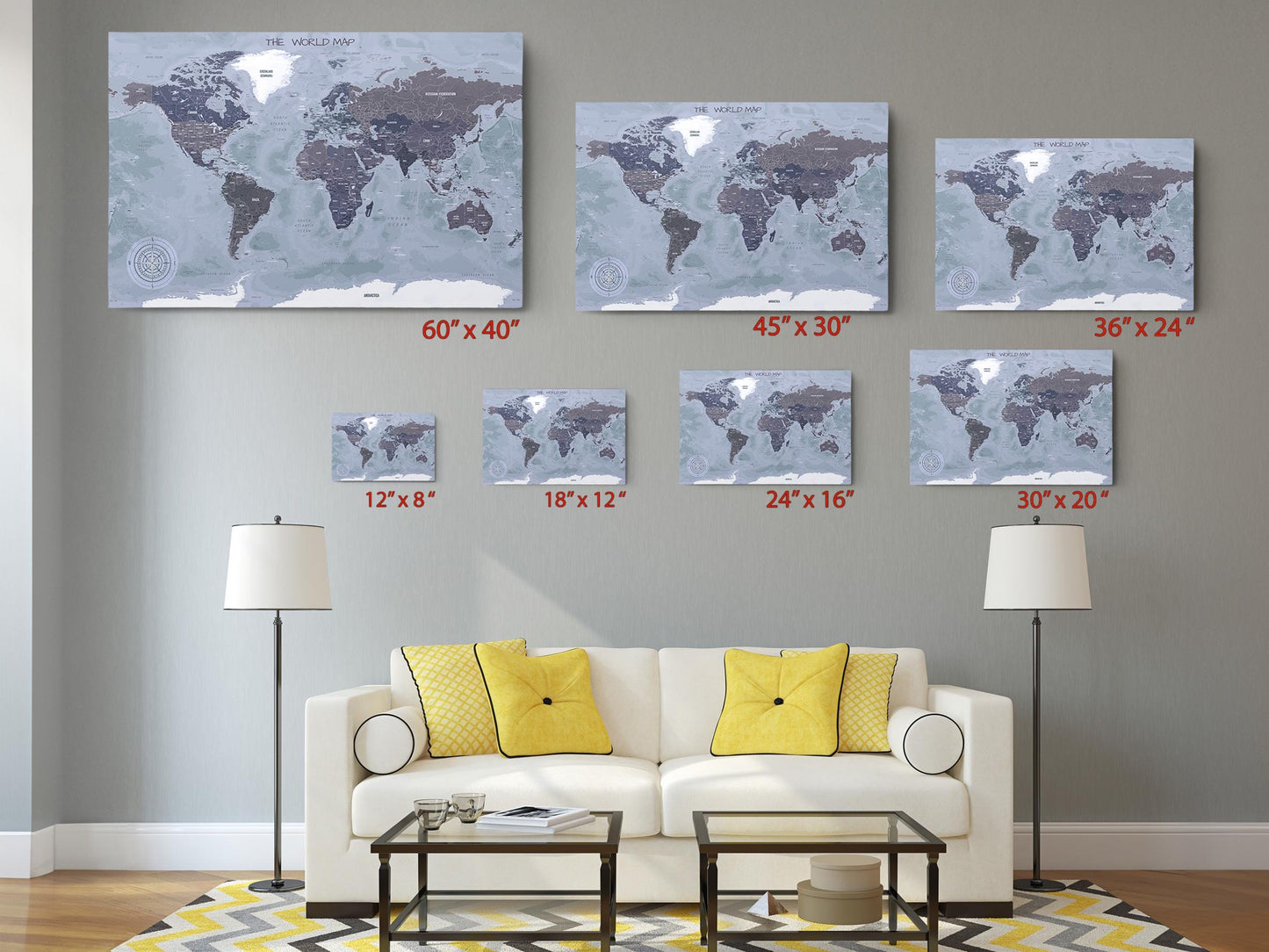 Vintage World Map Print – Museum Quality Canvas Wall Art | Classic Compass Art