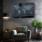 Modern World Map Canvas | Dark Themed Wall Art - Rolled or Ready to Hang