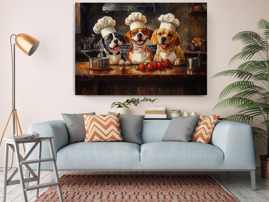 Chef Dogs Canvas Print – Fun Kitchen Wall Art | Ready to Hang or Rolled Canvas
