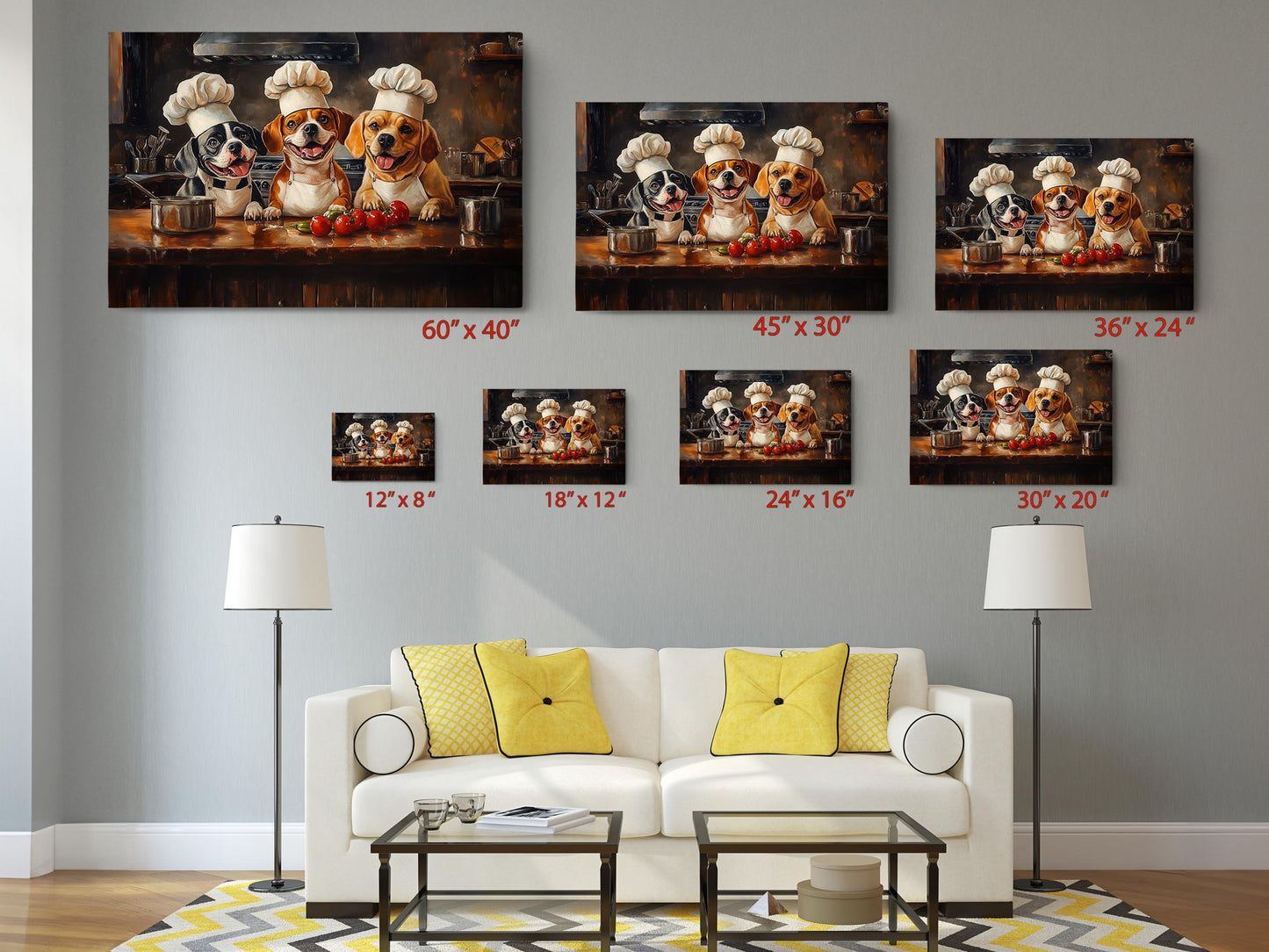 Chef Dogs Canvas Print – Fun Kitchen Wall Art | Ready to Hang or Rolled Canvas