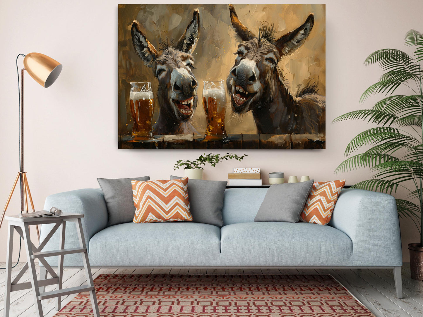 Funny Donkeys Canvas - Humorous Beer Drinking Donkeys Wall Art Print