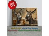Funny Donkeys Canvas - Humorous Beer Drinking Donkeys Wall Art Print