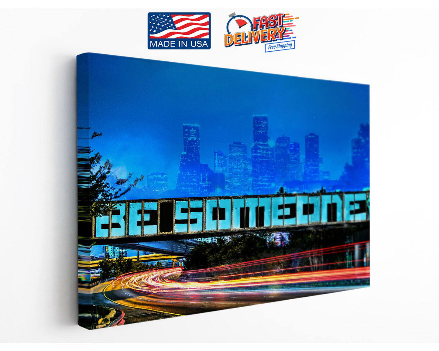 Houston Street Art Canvas | Texas Wall Decor - Museum Quality Landmark Print