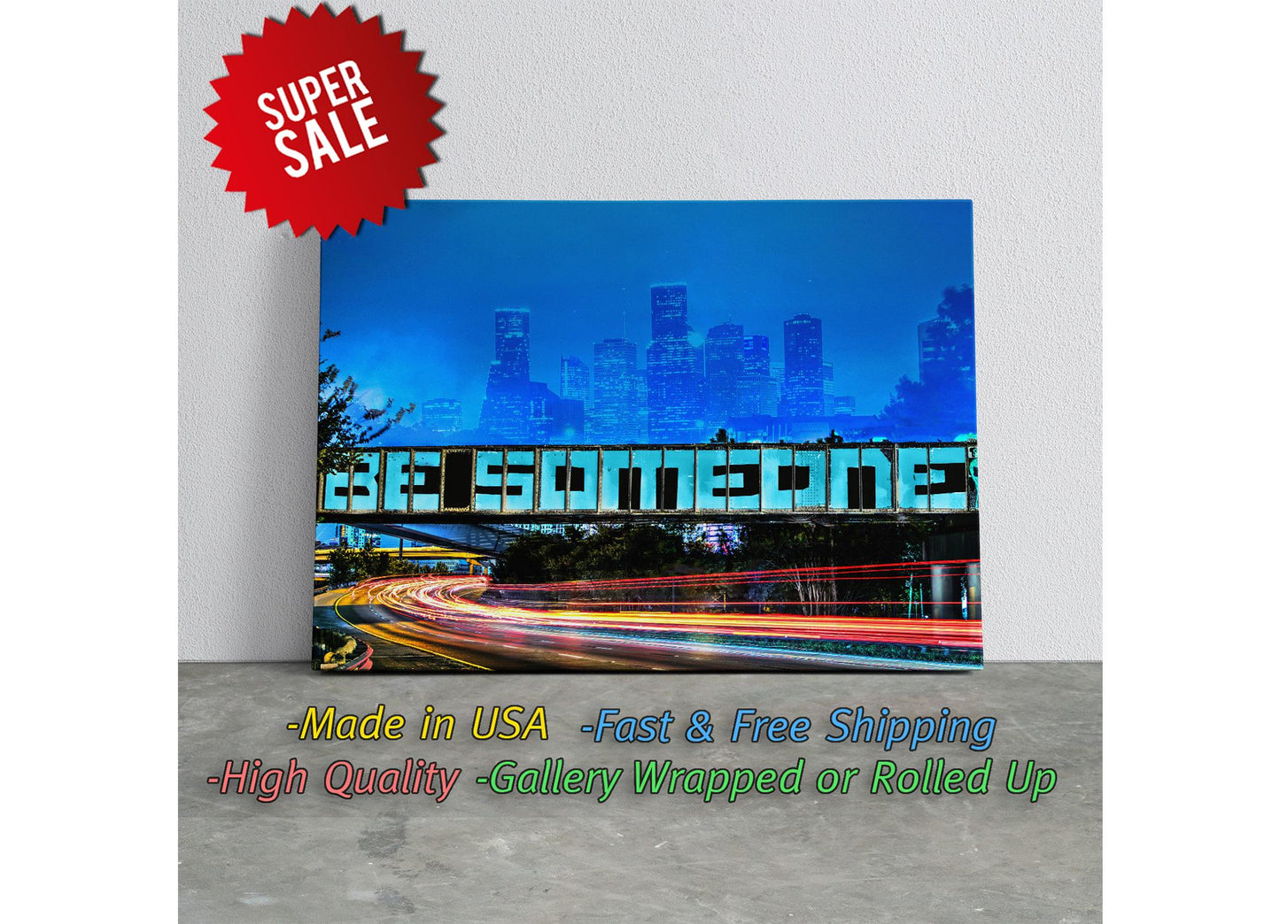 Houston Street Art Canvas | Texas Wall Decor - Museum Quality Landmark Print