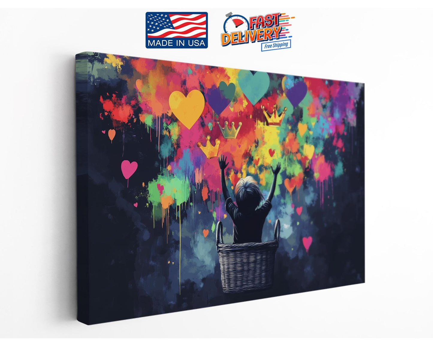 Graffiti Hearts Canvas Print – Colorful Nursery Art | Ready to Hang Wall Art
