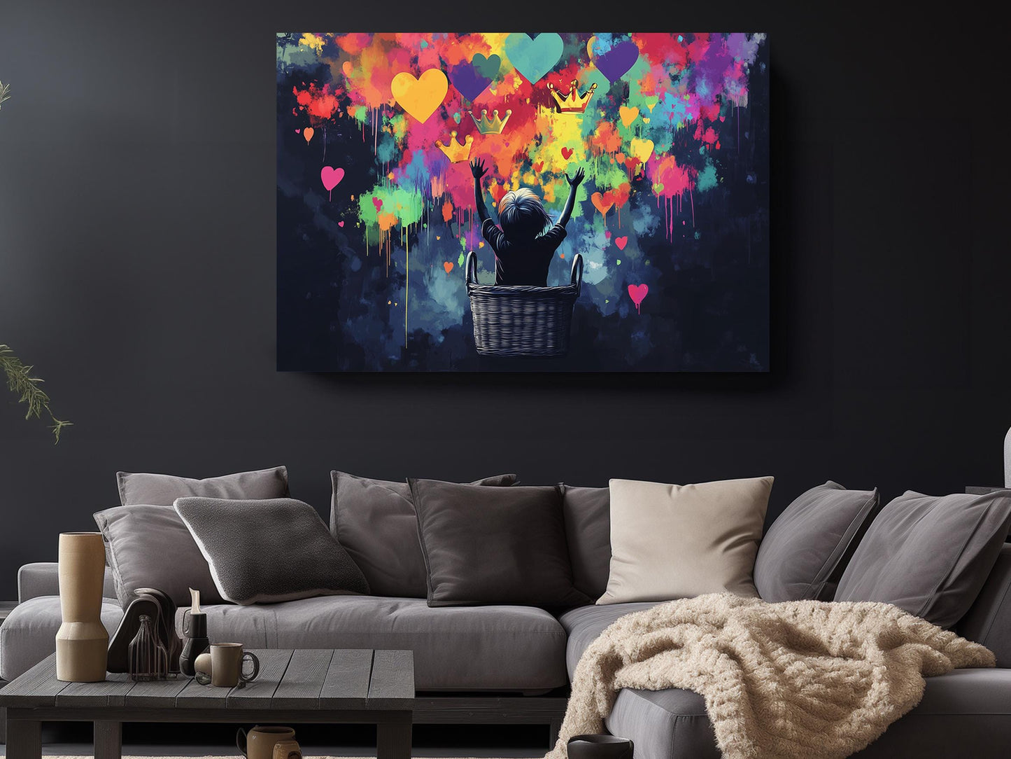 Graffiti Hearts Canvas Print – Colorful Nursery Art | Ready to Hang Wall Art