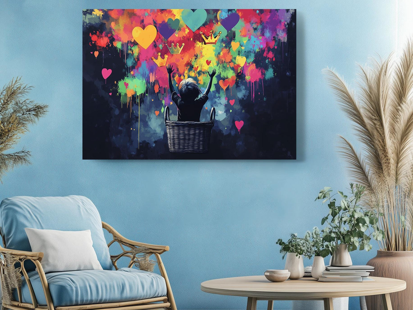 Graffiti Hearts Canvas Print – Colorful Nursery Art | Ready to Hang Wall Art