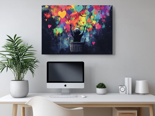 Graffiti Hearts Canvas Print – Colorful Nursery Art | Ready to Hang Wall Art