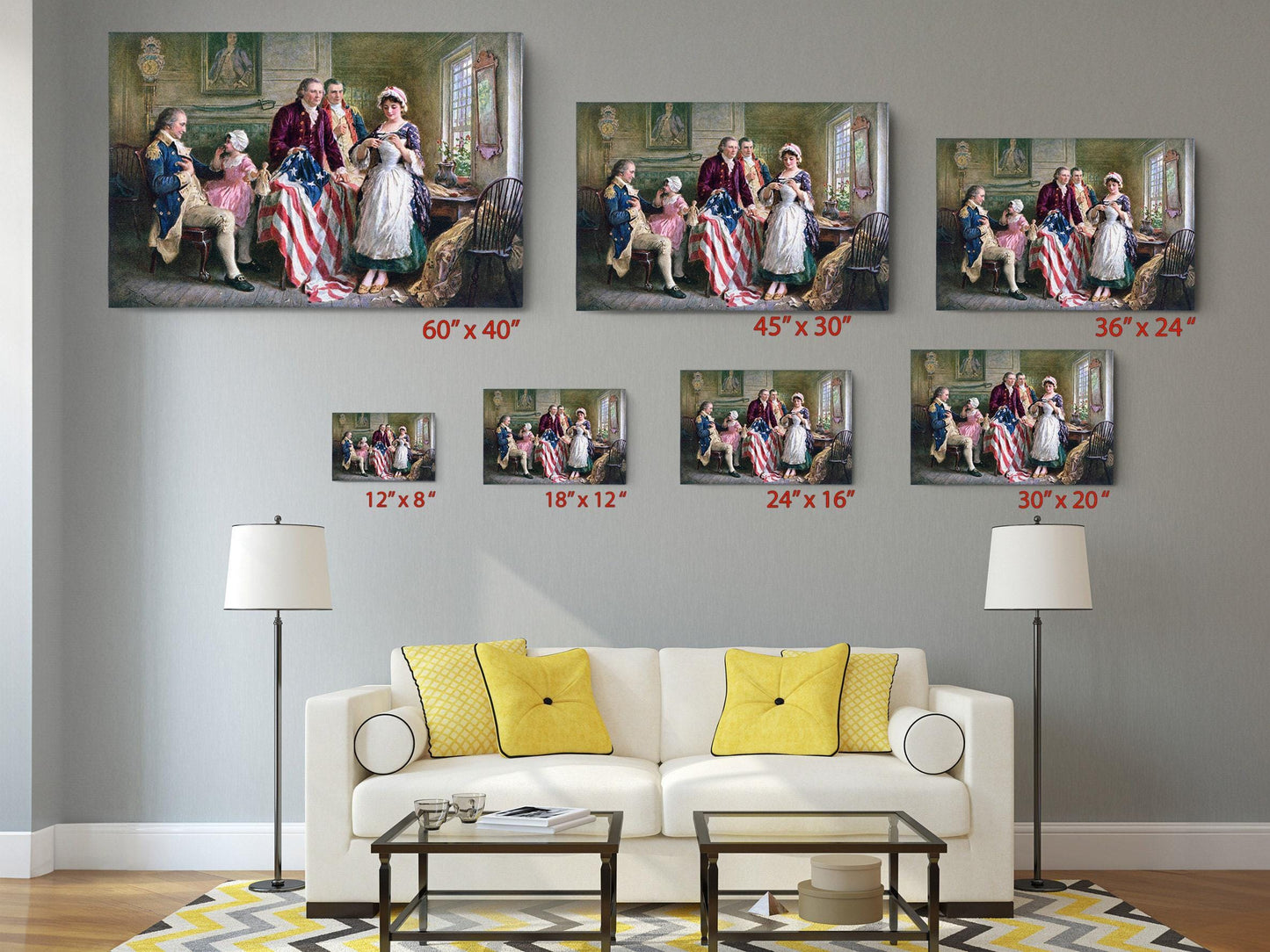 Betsy Ross Flag Print – US Flag Canvas | Independence Day Art Wall Decor