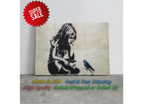Blue Bird Graffiti Print - Inspirational Urban Wall Canvas, Ready to Hang