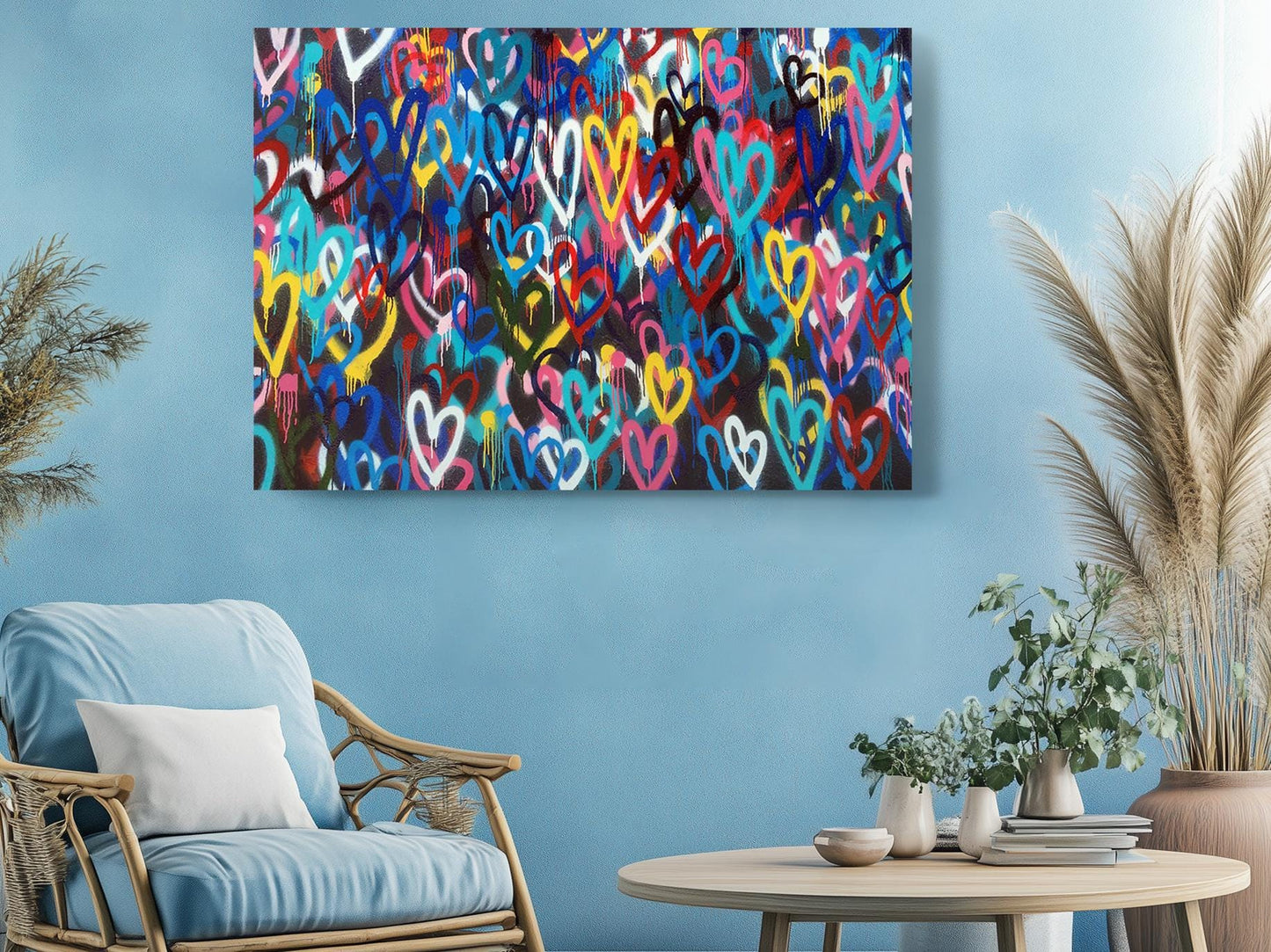 Spray Paint Canvas Print – Urban Graffiti Wall Art Heart Canvas Decor