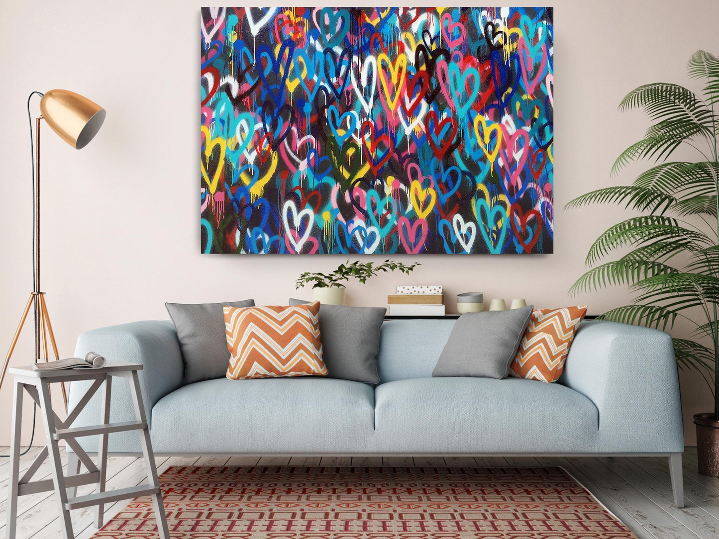 Spray Paint Canvas Print – Urban Graffiti Wall Art Heart Canvas Decor