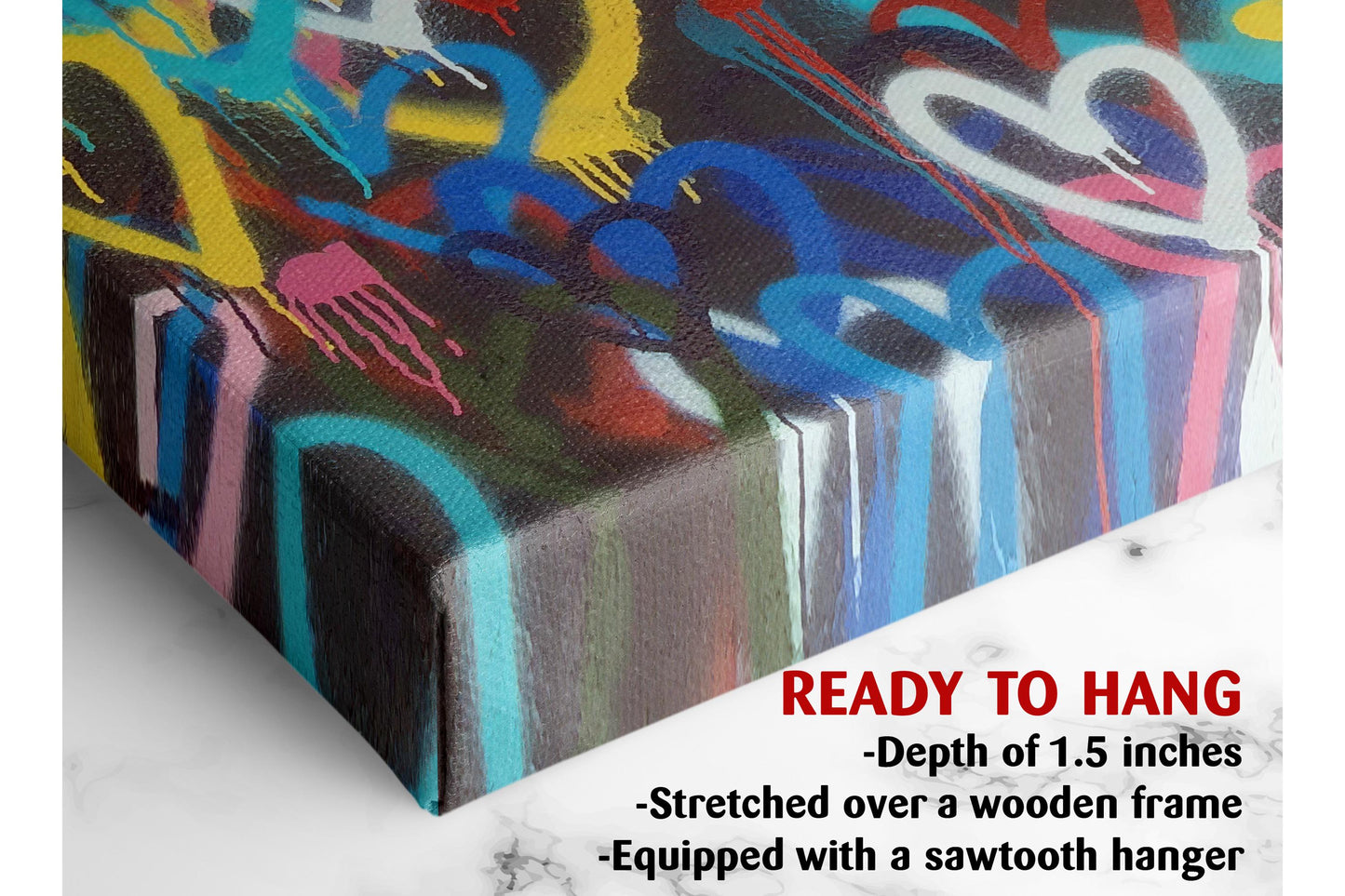 Spray Paint Canvas Print – Urban Graffiti Wall Art Heart Canvas Decor