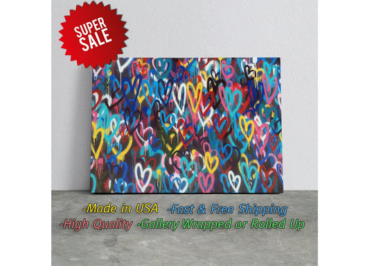 Spray Paint Canvas Print – Urban Graffiti Wall Art Heart Canvas Decor