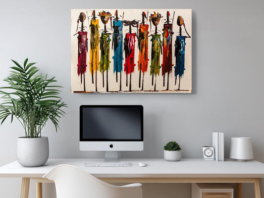 Maasai Women Canvas Tribal Wall Art - Ready to Hang African Print Decor