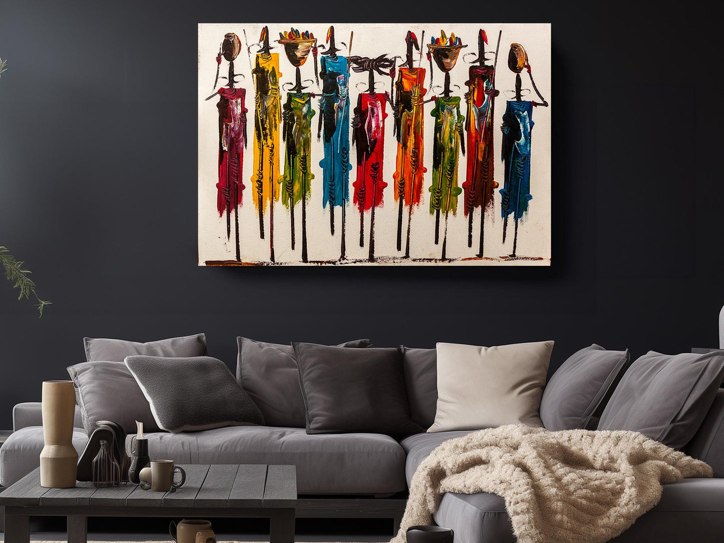 Maasai Women Canvas Tribal Wall Art - Ready to Hang African Print Decor
