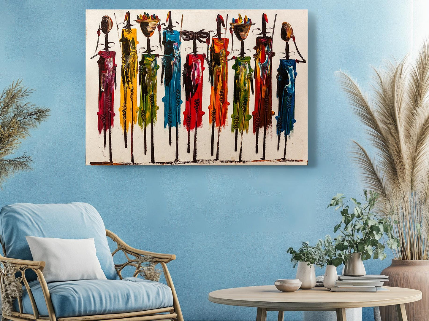 Maasai Women Canvas Tribal Wall Art - Ready to Hang African Print Decor